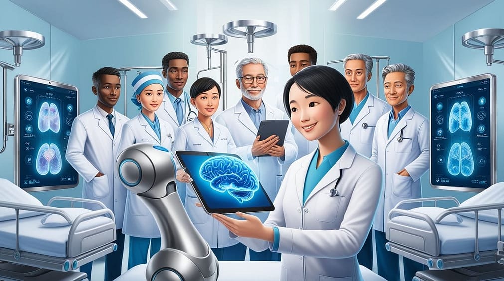 doctor and staff with AI