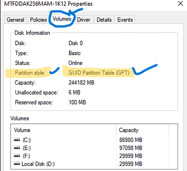 initializing disk mbr or gpt