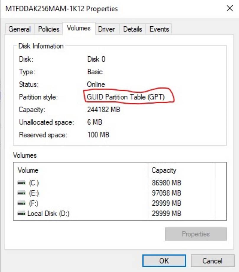 initializing disk mbr or gpt